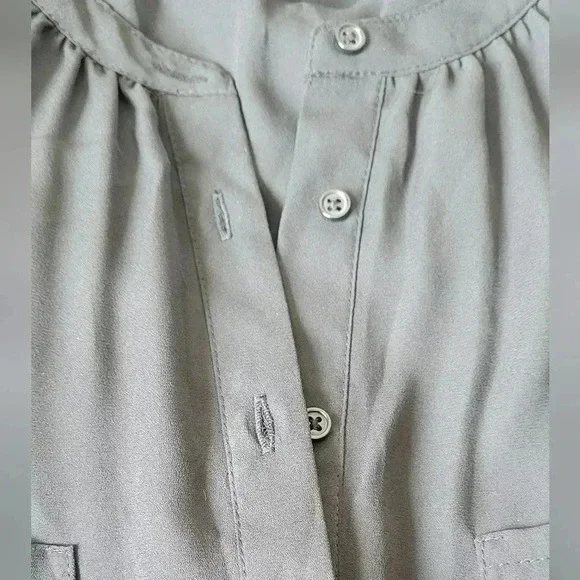 Size SM, MOSSIMO Black Drop Waist Chiffon Top, Ruffle Bottom, Ruffle Cap Sleeves - Picture 5 of 12